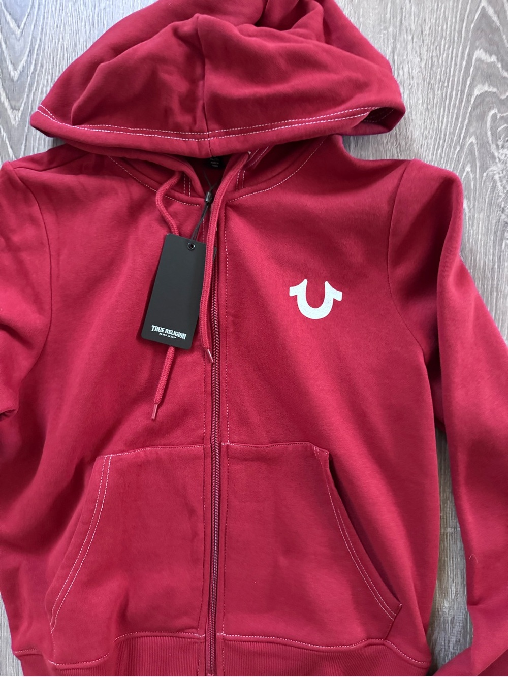 True Religion Burgundy Zip Hoodie - Picture 3 of 4
